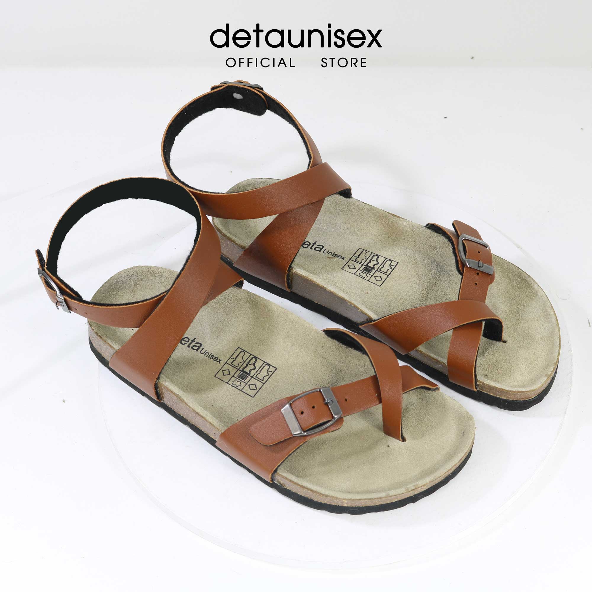 Giày sandal quai hậu đế trấu xỏ ngón màu bò